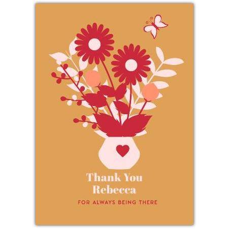 Personalised Thank You Card with Floral Bouquet and Butterfly Design for Any Occasion