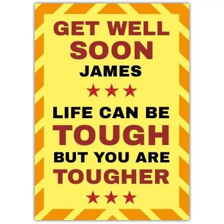 Personalised Get Well Soon Card with Motivational Toughness Message for Encouragement