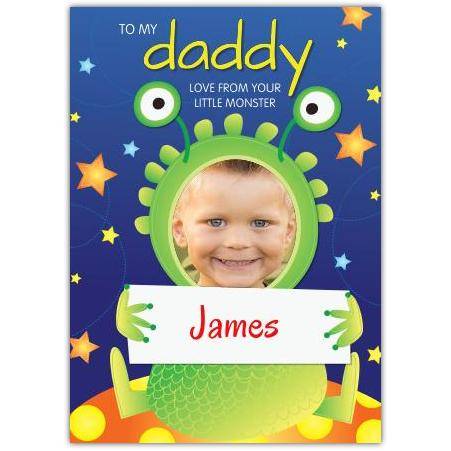 Personalised Daddy Photo Card from Your Little Monster Fathers Day or Birthday Greeting Card