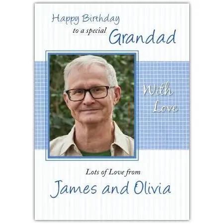 Personalised Happy Birthday Grandad Photo Card with Custom Names and Message