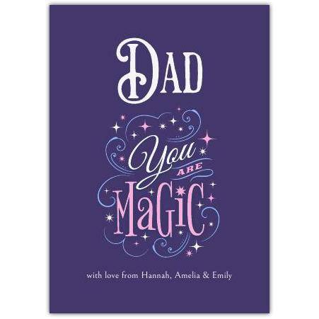 Personalised Dad You Are Magic Father's Day Greeting Card with Custom Names