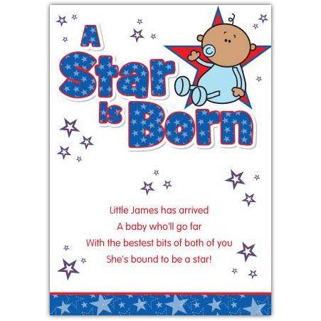 A Star is Born New Baby Congratulations Card Personalised Name Option