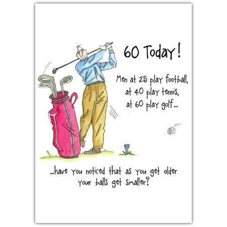 60th Birthday Humorous Golf Themed Card with Funny Age Joke for Men