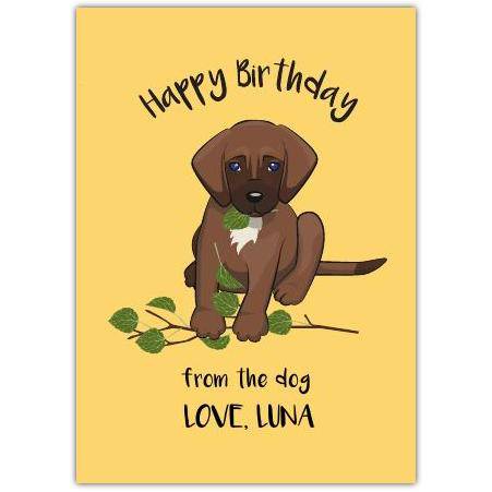 Personalised Dog Birthday Card with Puppy Illustration and Custom Name Option