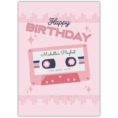 Personalised Happy Birthday Card with Retro Cassette Tape Design and Custom Text Option