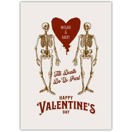 Personalised Till Death Do Us Part Skeletons Valentine's Day Card