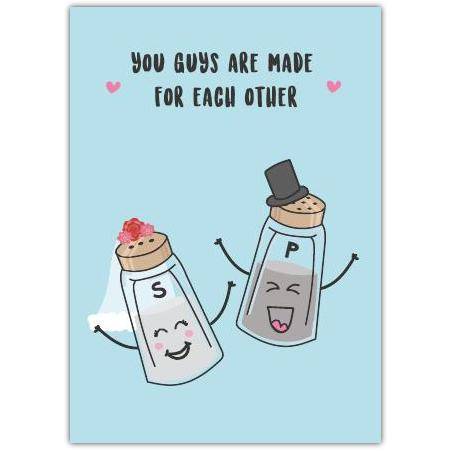 Made for Each Other Cute Salt and Pepper Shakers Couple Greeting Card