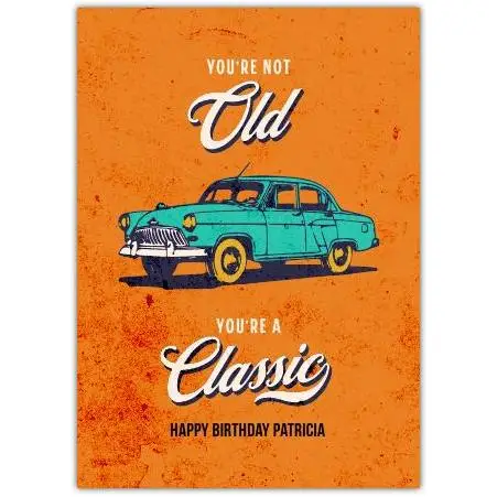 Personalised Classic Car Vintage Style Birthday Card for Her