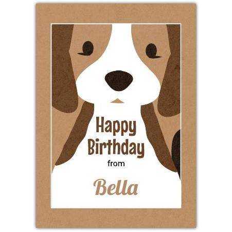 Personalised Happy Birthday Card with Cute Beagle Dog Illustration