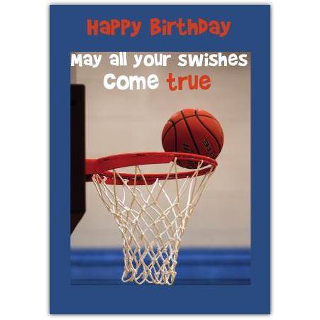 Happy Birthday Basketball Card May All Your Swishes Come True Sports Theme