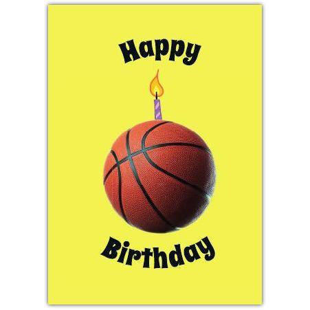 Happy Birthday Basketball Candle Sports Themed Greeting Card