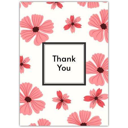 Thank You Card with Pink Floral Design for Any Occasion Personalised Greeting Card