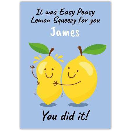 Personalised Easy Peasy Lemon Squeezy Congratulations Card for Achievement