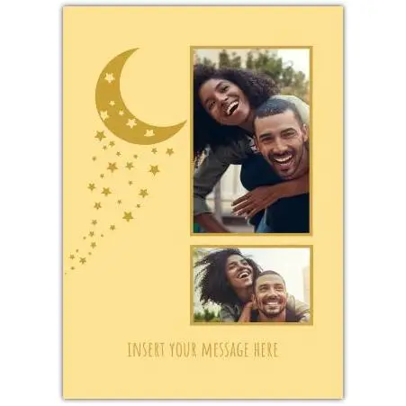 Personalised Photo Greeting Card with Gold Moon and Stars Design for Any Occasion