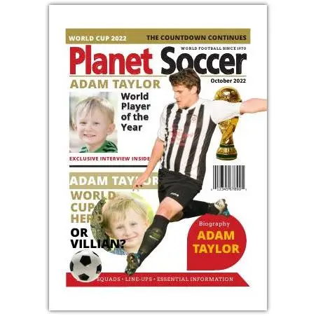 Personalised Football Magazine Style Greeting Card for Soccer Fans World Cup 2022
