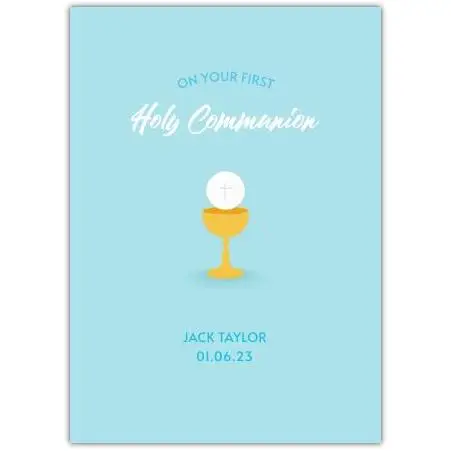 On Your First Holy Communion Chalice Blue Card