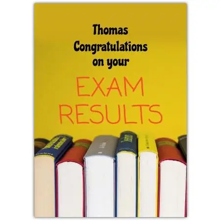 Personalised Congratulations on Exam Results Card with Books Design
