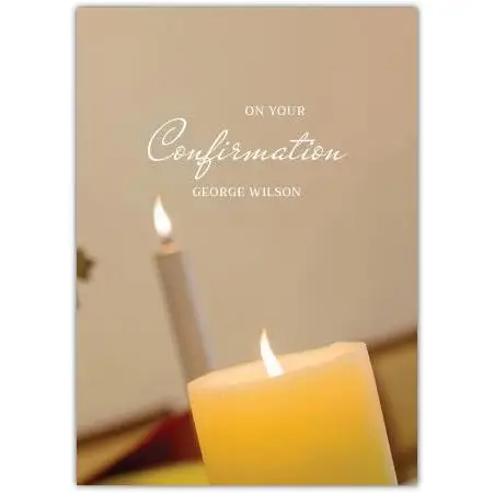 Personalised Confirmation Card with Lit Candles Religious Occasion Greeting