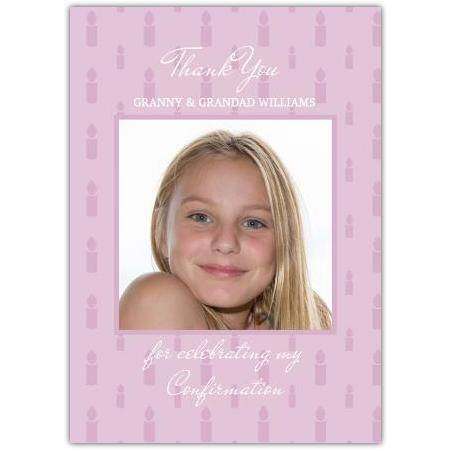 Personalised Thank You Confirmation Photo Card for Granny and Grandad in Pink