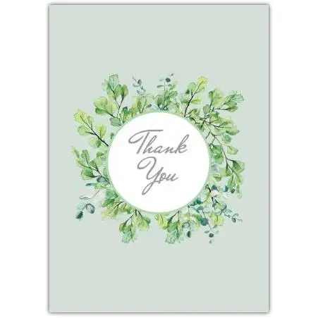 Thank You Green Wreath Greeting Card