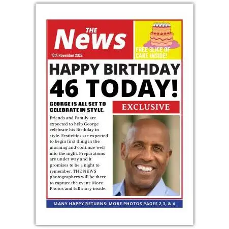 Happy Birthday Newspaper Greeting Card