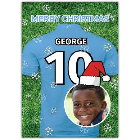 Personalised Football Jersey Christmas Card with Photo and Name Option