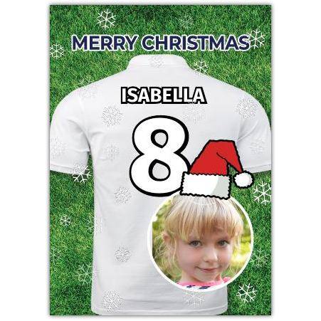 Personalised Football Shirt Christmas Card with Photo and Name Customisation