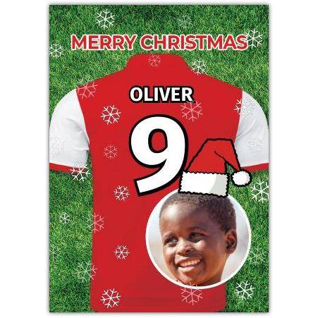 Personalised Football Shirt Christmas Card with Photo and Age for Kids