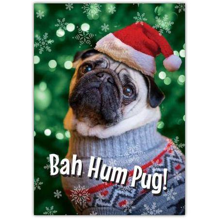 Merry Christmas Nah Hum Pug Greeting Card