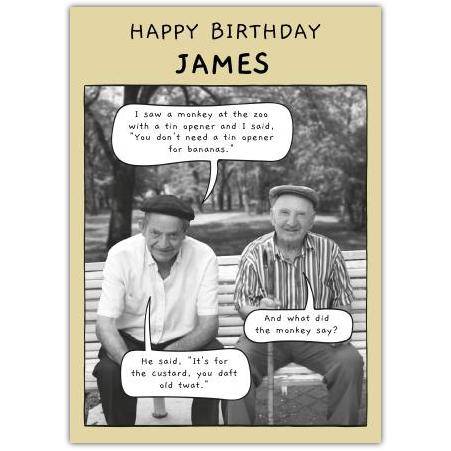 Personalised Funny Vintage Style Humorous Birthday Card for James