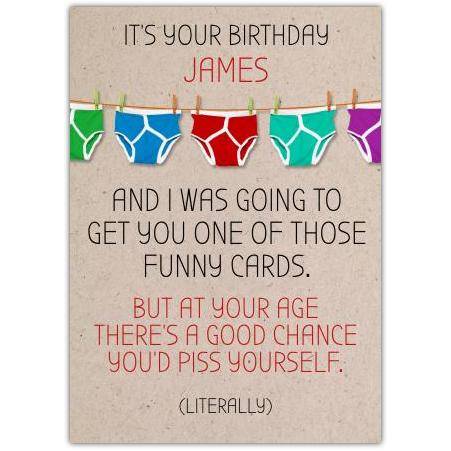 Personalised Humorous Birthday Card for Men Funny Underwear Design