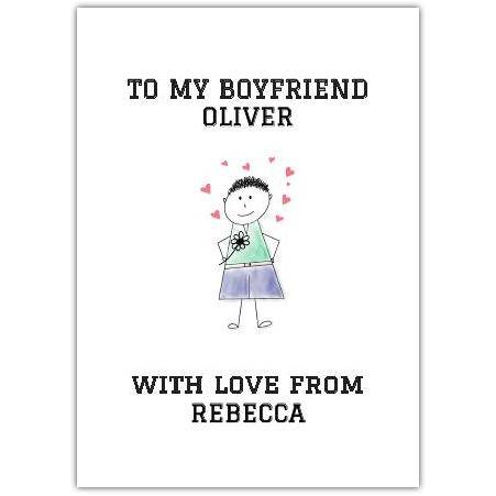 Personalised To My Boyfriend Greeting Card with Name and Message Love from You