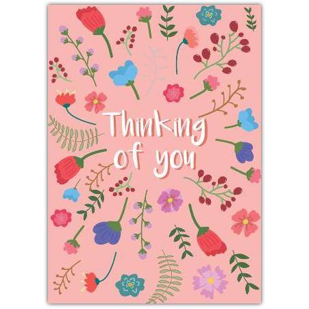 Thinking of You Floral Design A5 Greeting Card with Personalisation Option