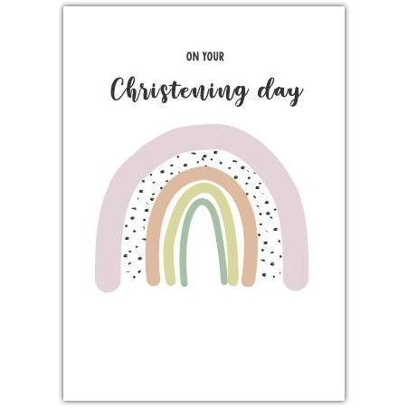 Christening Day Greeting Card with Pastel Rainbow Design and Personalised Message Option
