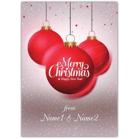 Merry Christmas Red Bauble Greeting Card