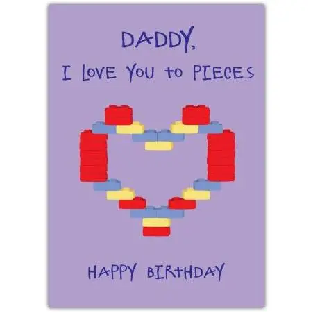 Heart Lego Daddy Birthday Card