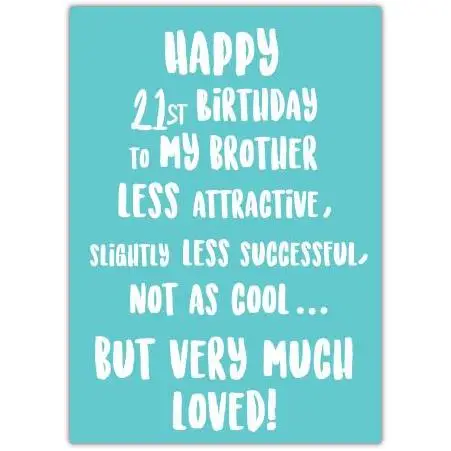 Very Much Loved 21st Brother Birthday Card