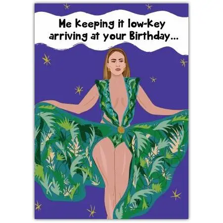 Funny Low-Key Birthday Card with Bold Fashion Illustration for Her