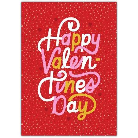 Happy Valentines Day Red and Gold Romantic Greeting Card with Heart Design