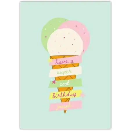 Personalised Ice Cream Cone Birthday Card with Colourful Banner Design