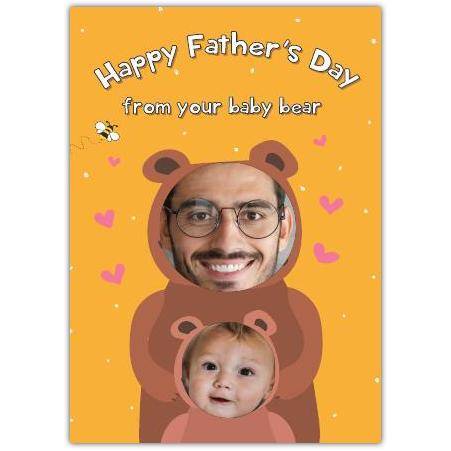 Personalised Fathers Day Card from Baby Bear Photo Upload Design