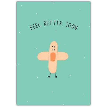 Feel Better Soon Cute Bandage Character Get Well Soon Greeting Card