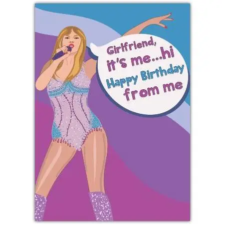 Funny Birthday Card for Girlfriend Humorous Pop Star Singing Happy Birthday Design