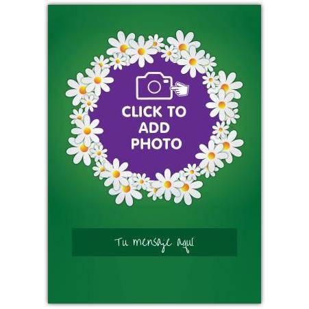 Personalised Floral Wreath Photo Upload Greeting Card with Custom Message Option