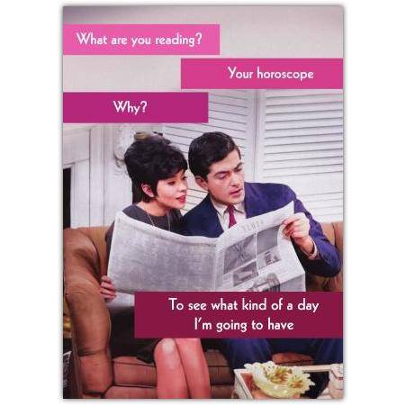 Funny Horoscope Reading Couple Greeting Card for Any Occasion with Personalised Message