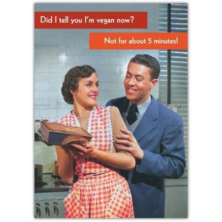 Funny Vegan Joke Retro Couple Humorous Greeting Card