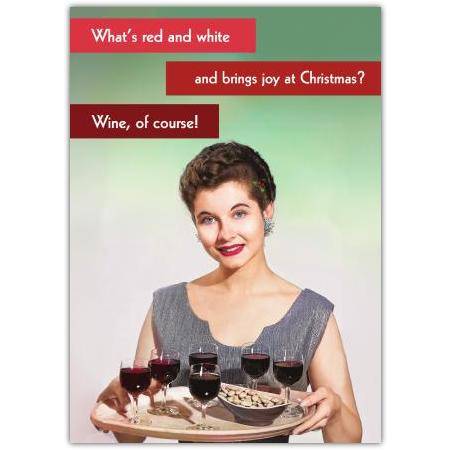 Christmas Humour Wine Red White Funny Greeting Card with Personalised Message