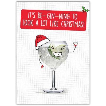 Christmas Gin Themed Humorous Holiday Greeting Card