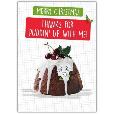 Merry Christmas Funny Pudding Pun Greeting Card for Family and Friends