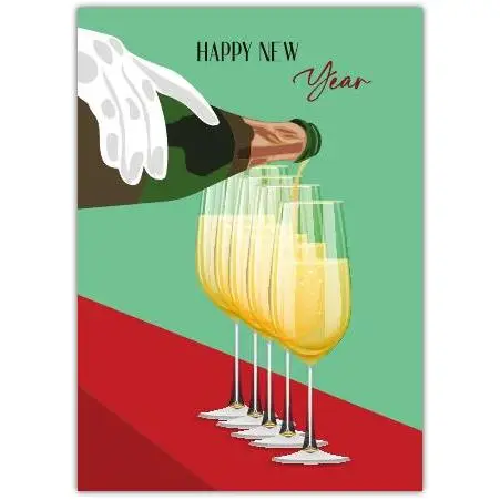 Happy New Year Champagne Toast A5 Greeting Card with Personalised Message Option